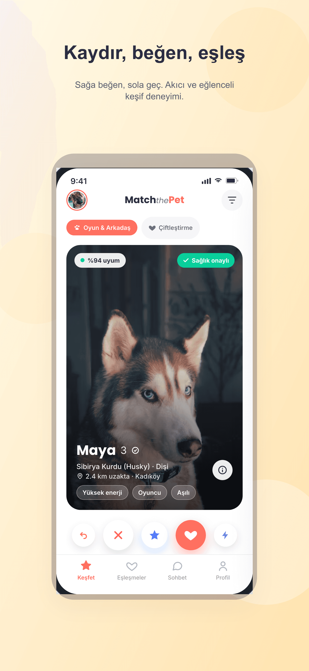 Swipe to match